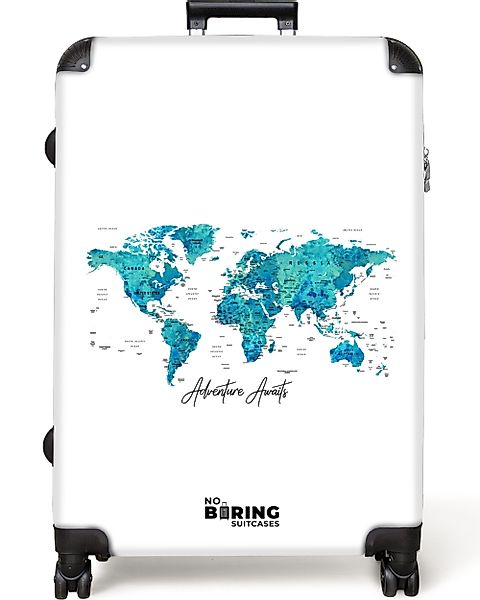 NoBoringSuitcases.com© Hartschalen-Trolley Weltkarte - Blau - günstig online kaufen
