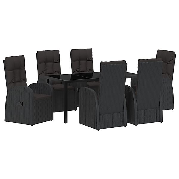 vidaXL Garten Essgruppe mit Kissen 7-Tlg Schwarz Poly Rattan 3379524 günstig online kaufen