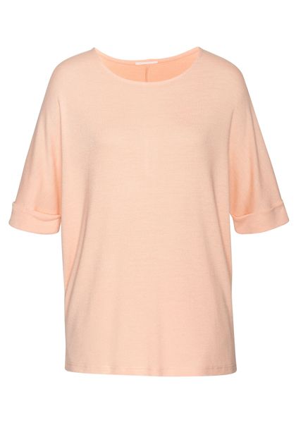 LASCANA Rundhalsshirt "mit breitem Ärmelumschlag" aus weichem Viskose-Feins günstig online kaufen