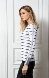 Passioni Rundhalspullover mit Streifen und metallischen günstig online kaufen