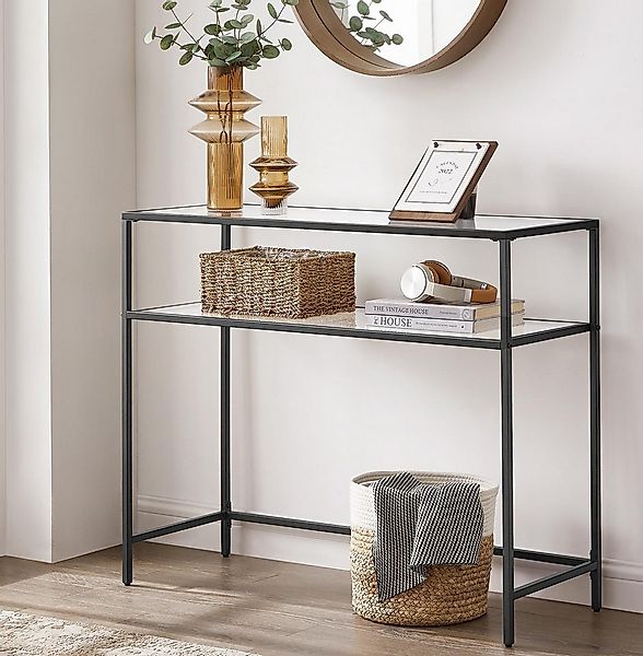 VASAGLE Konsolentisch, Beistelltisch, mit 2 Ablagen, Breite 100 cm, Hartgla günstig online kaufen