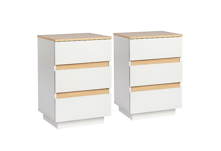 VINGLI Nachttisch Weiß, Beistelltisch mit 2/3 Schubladen, 38 x 32 x 40/56 c günstig online kaufen