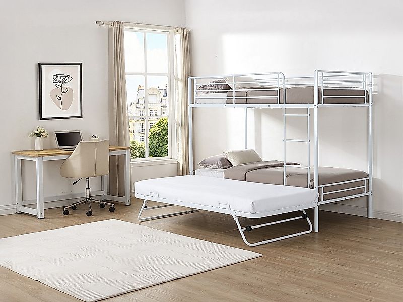 Etagenbett - 2 x 90 x 190 cm - Mit Ausziehbett - Weiß - DUOTIS günstig online kaufen
