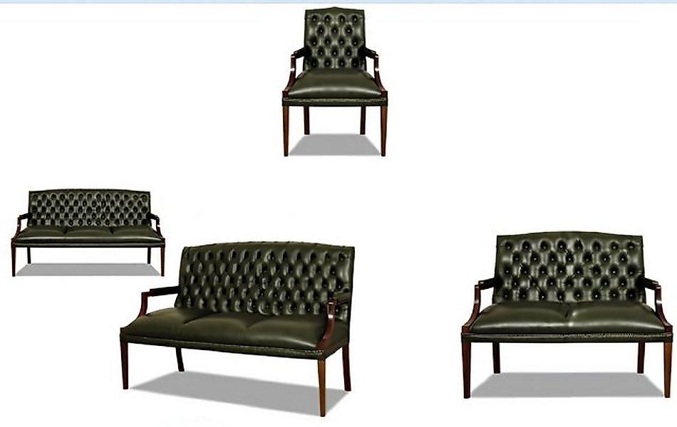 Xlmoebel Sofa 3-Sitzer, 2-Sitzer und Sessel Ledersofa Couch Set Chesterfiel günstig online kaufen