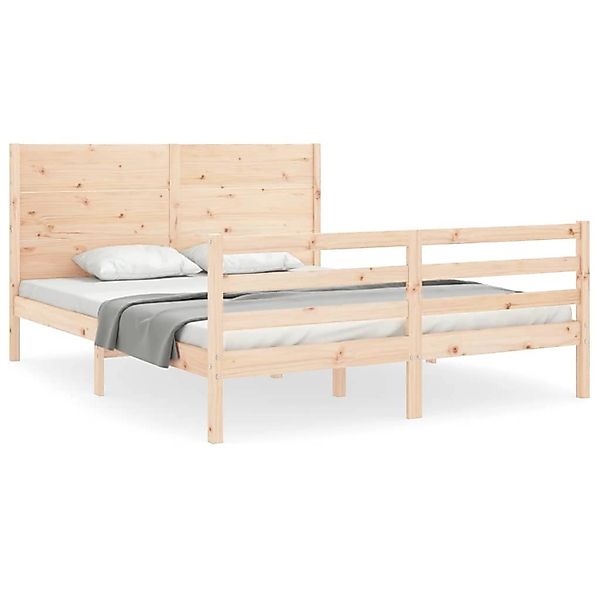 vidaXL Bett Massivholzbett mit Kopfteil 160x200 cm günstig online kaufen