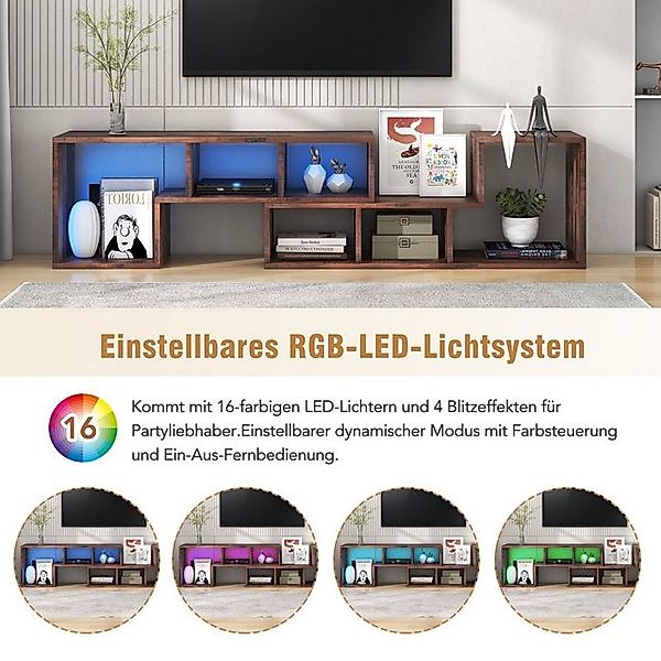 OKWISH TV-Schrank Lowboard (Bücherregal, TV-Ständer) verstellbar mit LED-Be günstig online kaufen