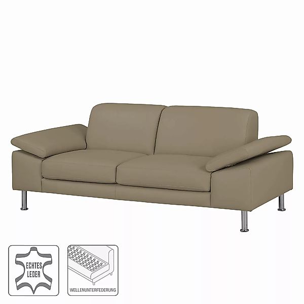 home24 Fredriks Sofa Termon IV 2-Sitzer Taupe Echtleder 204x82x90 cm (BxHxT günstig online kaufen