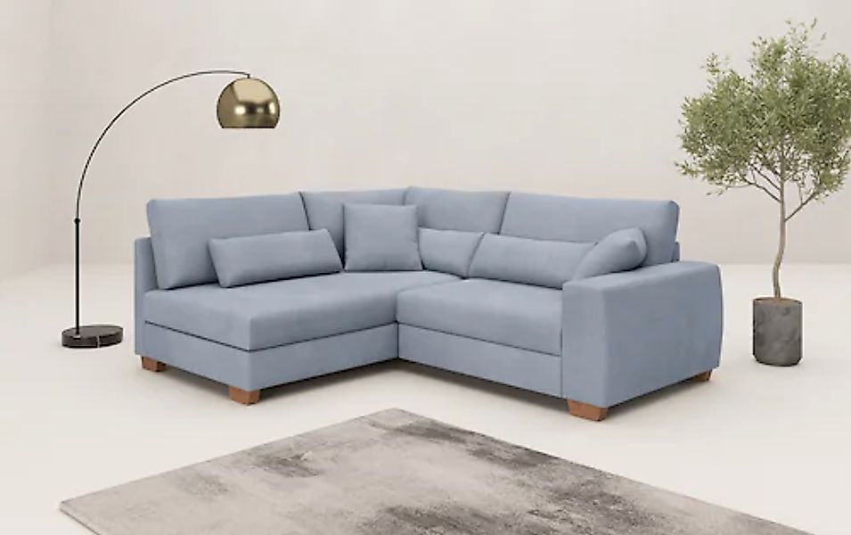 Mr. Couch Ecksofa »Hilla L-Form« Mit Federkern, wahlweise mit Bettfunktion günstig online kaufen