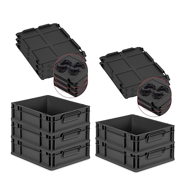 PROREGAL SparSet 5x Eurobox Nextgen Grip Mit Auflagedeckel Und Schwarzen Ve günstig online kaufen
