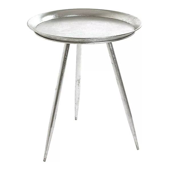 Metall Beitisch mit runder Tischplatte Silberfarben günstig online kaufen