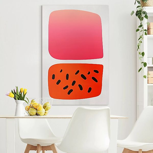 Leinwandbild Abstrakte Formen - Melone und Rosa günstig online kaufen