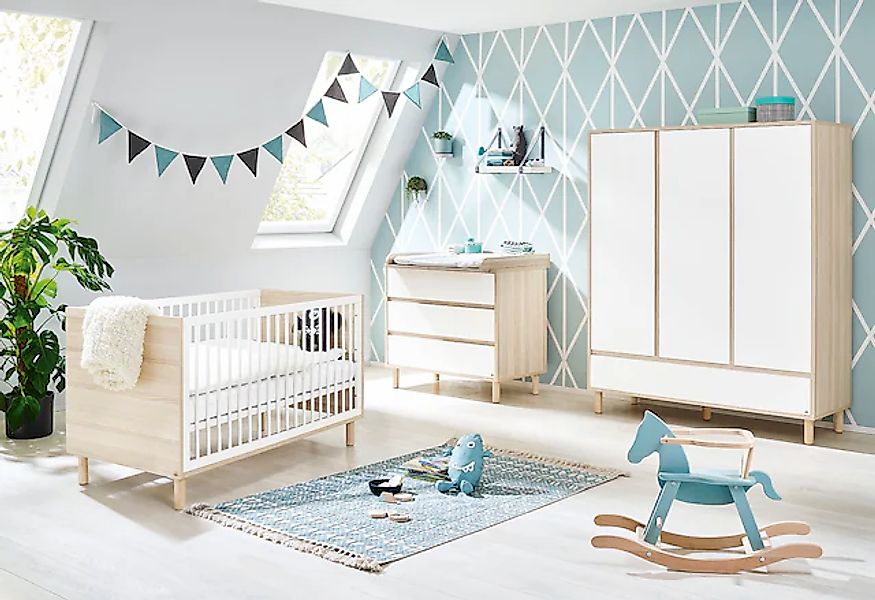 Pinolino® Babyzimmer-Komplettset »Flow«, (Set, 3 tlg., Kinderbett, Schrank, günstig online kaufen