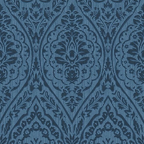 Bricoflor Ornament Tapete Blau Elegante Vlies Textiltapete mit Barock Muste günstig online kaufen