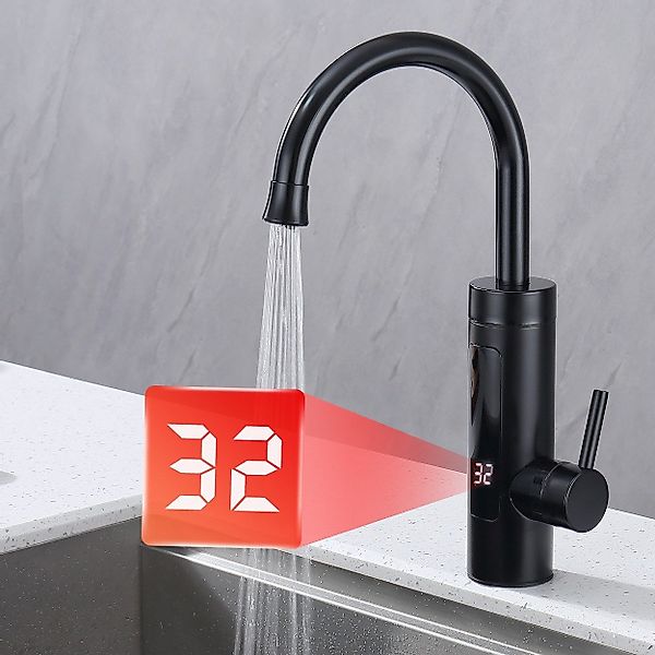 HOMELODY Küchenarmatur mit durchlauferhitzer,küchenarmatur schwarz,Wasserha günstig online kaufen