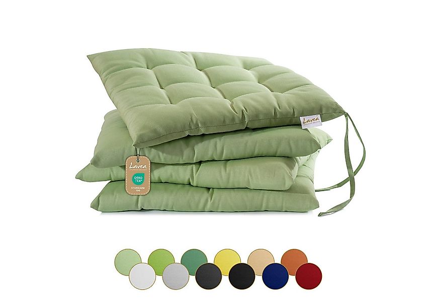 Lavea Stuhlkissen MONACO, Sitzkissen 4er Set – 40x40 cm, mit Stoffbändern, günstig online kaufen
