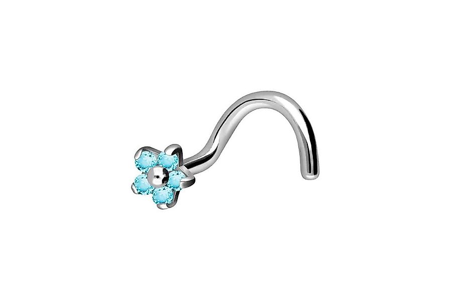 PIERCINGLINE Nasenpiercing Titan Nasenstecker Spirale KRISTALLBLUME (Nasens günstig online kaufen