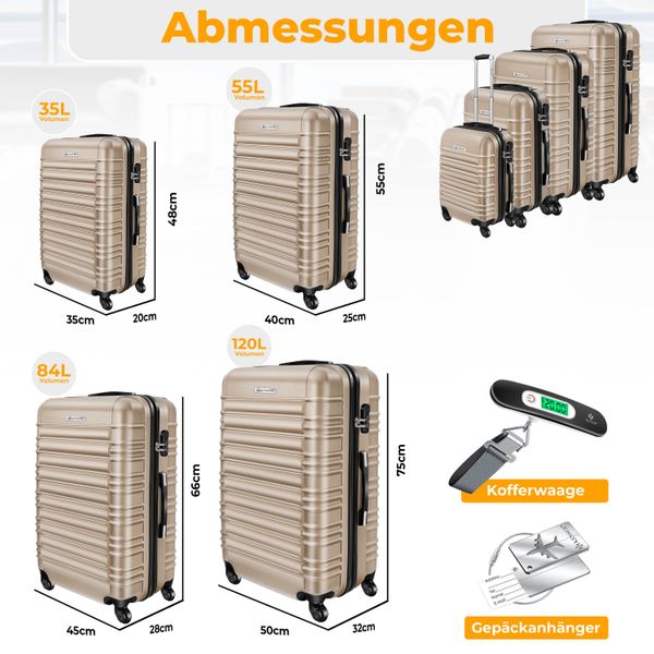 KESSER Kofferset, 4 Rollen, (4 tlg), günstig online kaufen