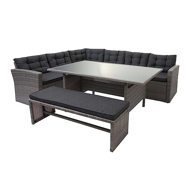 MCW Poly-Rattan-Garnitur A29 Grau Kissen Grau mit Bank günstig online kaufen