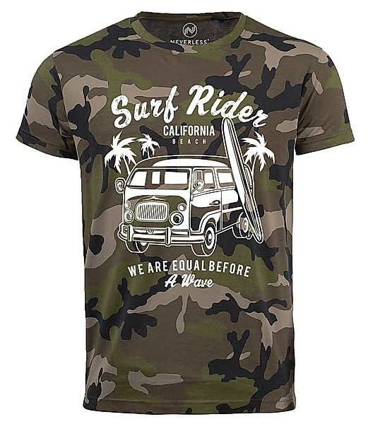 Neverless Print-Shirt Herren T-Shirt Surf Abenteuer Bus Surfing Retro Camo günstig online kaufen