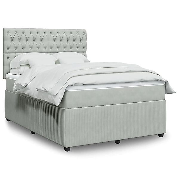 vidaXL Boxspringbett mit Matratze Hellgrau 160x200 cm Samt 3294688 günstig online kaufen