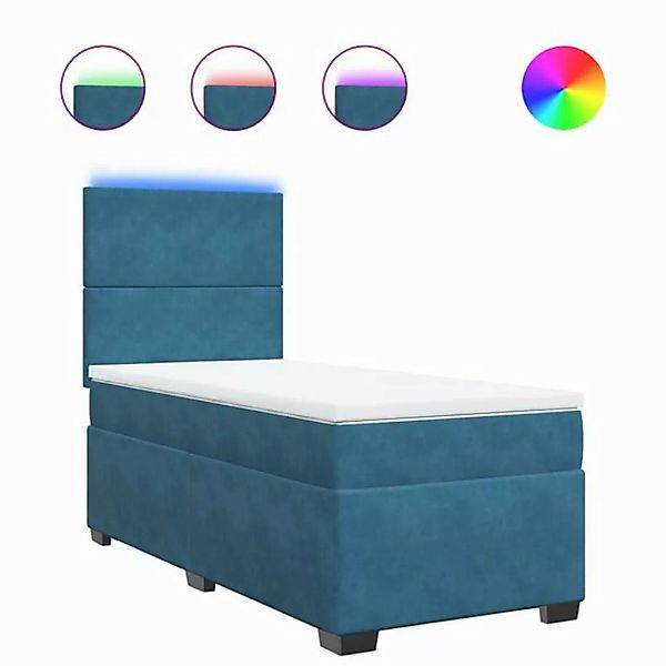 vidaXL Bett Boxspringbett mit Matratze Blau 90x200 cm Samt günstig online kaufen