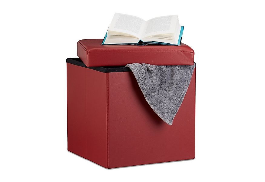 relaxdays Sitzhocker Faltbarer Sitzhocker Kunstleder, Dunkelrot günstig online kaufen