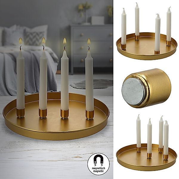 CEPEWA Kerzenhalter Stabkerzenhalter 'GoldMagnet' magnetisch Metall günstig online kaufen