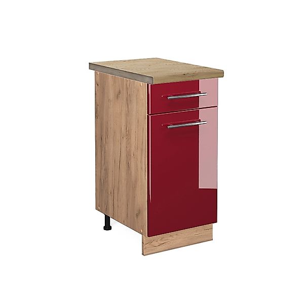 Vicco Küchenunterschrank Fame-Line Bordeaux Hochglanz/Goldkraft Eiche 40 cm günstig online kaufen