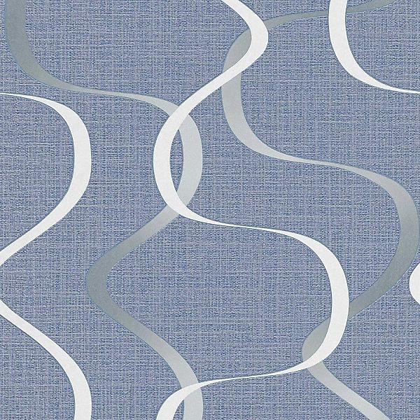 Bricoflor Moderne Tapete in Blau Silber Vlies Mustertapete in Leinenoptik f günstig online kaufen