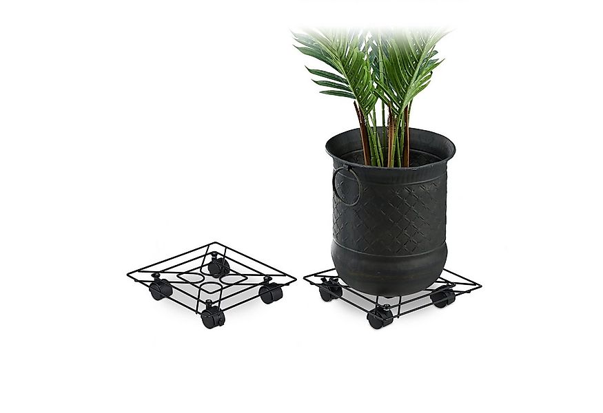 relaxdays Blumentopfuntersetzer Pflanzenroller eckig 2er Set günstig online kaufen
