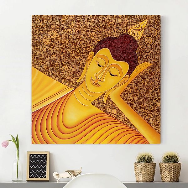 Leinwandbild Portrait - Quadrat Shanghai Buddha günstig online kaufen