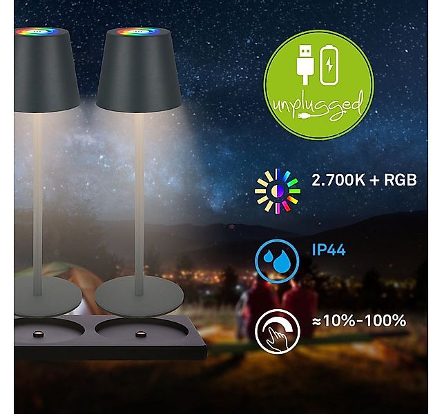 Briloner Leuchten Tischleuchte 6x Tischlampen Akku Ladestationdimmbar touch günstig online kaufen