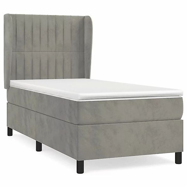 Vidaxl Boxspringbett Mit Matratze Hellgrau 100x200 Cm Samt günstig online kaufen