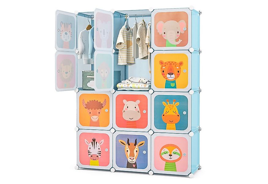KOMFOTTEU Kleiderständer, Kleiderschrank Kinderregal mit Türen & Aufhängern günstig online kaufen