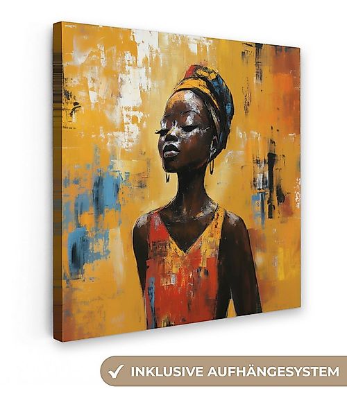 OneMillionCanvasses® Leinwandbild Frau - Augen - Pinselstriche - Gelb, Foto günstig online kaufen