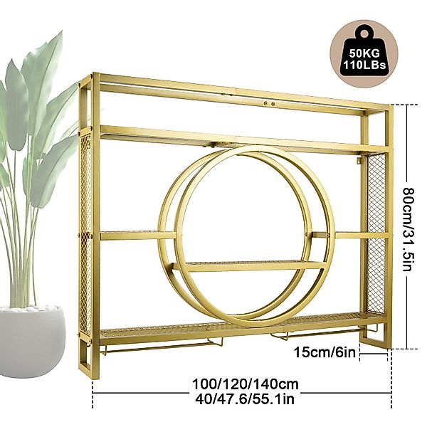 XERSEK Weinregal Wandmontage Metal Glasregal 140x80x15cm günstig online kaufen
