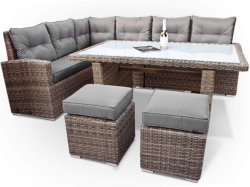 Ragnarök Möbel-Design Gartenlounge-Set Dining Lounge Wieland L, (Set, Eckso günstig online kaufen