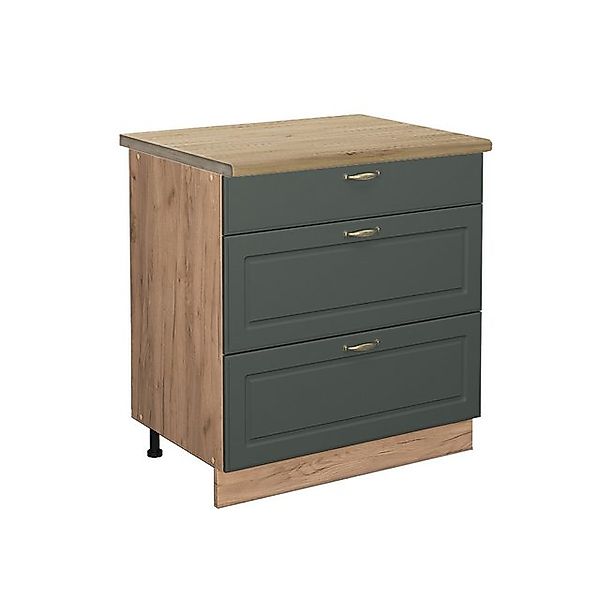 Vicco Küchenunterschrank Fame-Line Grün-Gold Landhaus/Goldkraft Eiche 80 cm günstig online kaufen
