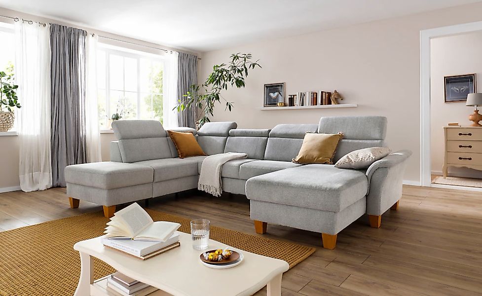Home affaire Wohnlandschaft "Conville U-Form" Kopfteilverstellung wahlweise günstig online kaufen