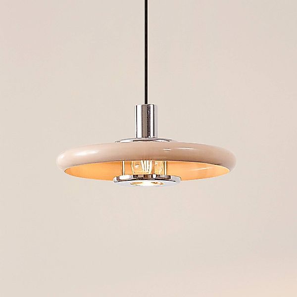 Lindby Pendelleuchte Branford, Ø 35 cm, beige, Metall günstig online kaufen