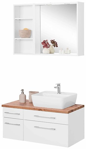 welltime Badmöbel-Set "Davos" 3 Stk. tlg. mit 2 Touch-LED-Einbauleuchten günstig online kaufen