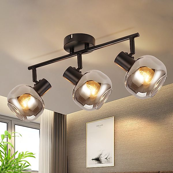 Nettlife Deckenstrahler Deckenstrahler Vintage Rauchgrau Glas günstig online kaufen