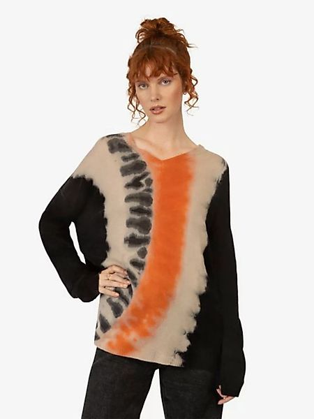 Rainbow Cashmere V-Ausschnitt-Pullover mit V-Ausschnitt und Dye-Dye-Effekt günstig online kaufen