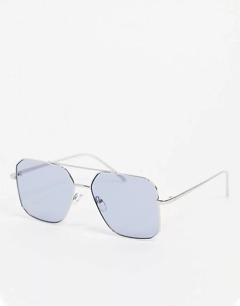 ASOS DESIGN – Eckige Pilotensonnenbrille aus Metall in Schwarz günstig online kaufen