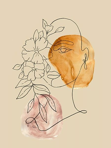 Poster / Leinwandbild - Floral Face günstig online kaufen