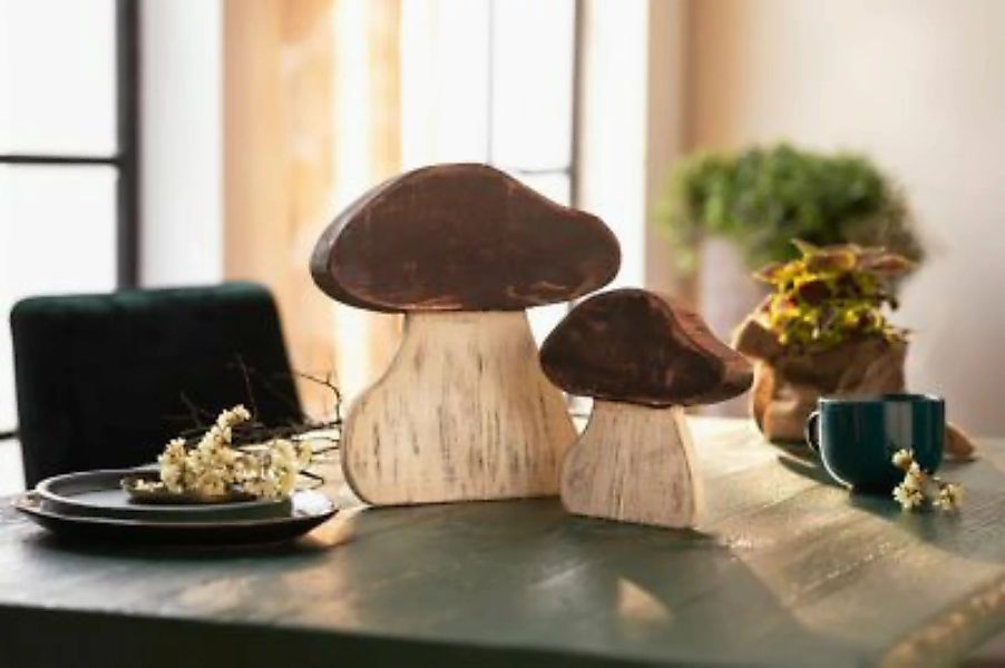 HOME Living Holzdeko Steinpilz Dekoobjekte braun günstig online kaufen