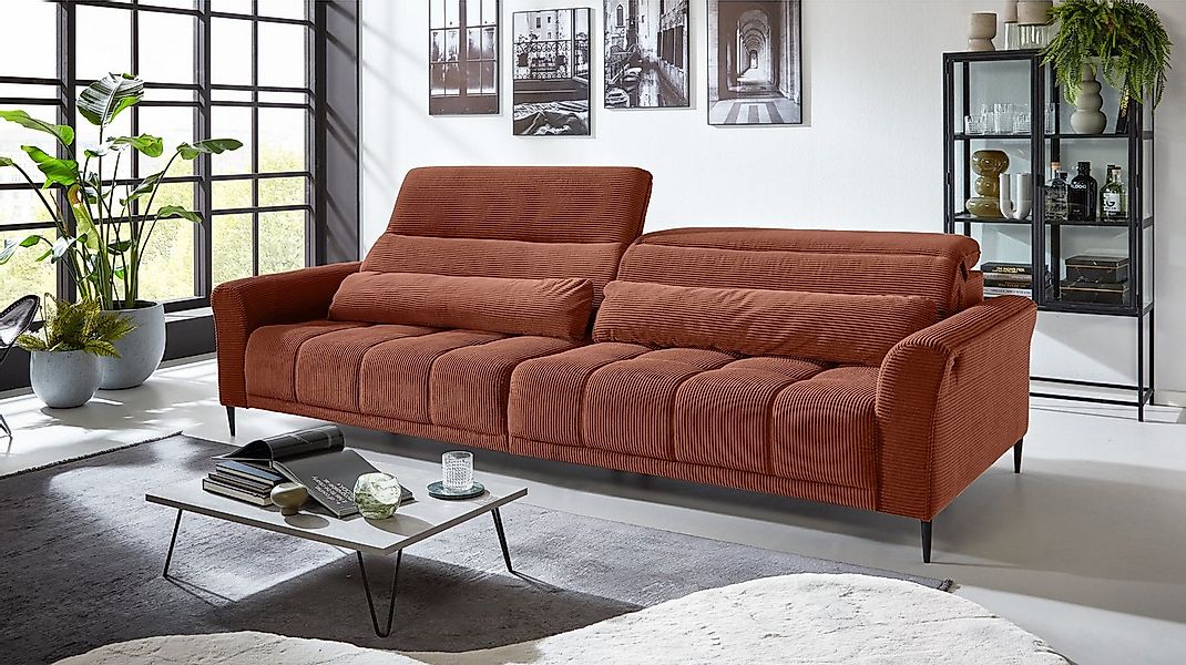 Massivart® Big-Sofa LOGAN Cord grün, beige, grau, rost 280 cm / 4-Sitzer, S günstig online kaufen