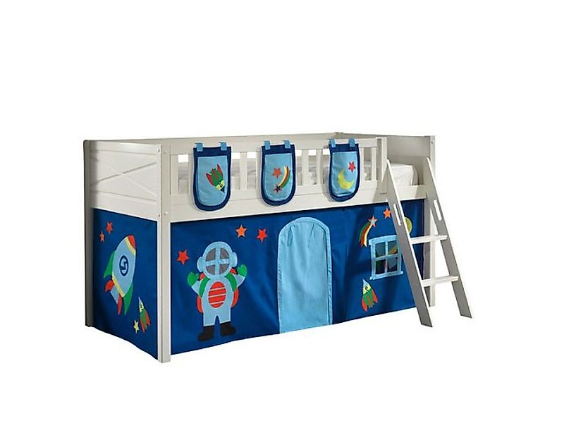 58 aufm Kessel Kinderbett Kinderbett Karyl 208x114x135 Massivholz Weiß Text günstig online kaufen