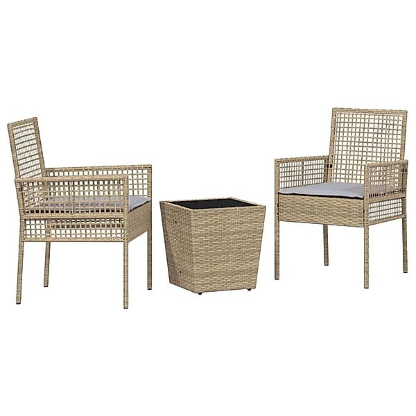 vidaXL Garten Bistro Set 3-Tlg Beige Poly Rattan 3334958 günstig online kaufen