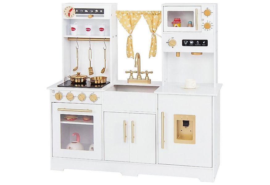 COSTWAY Spielküche Holz, Kinderküche aus Holz, mit Ofen, Spüle, Herd günstig online kaufen